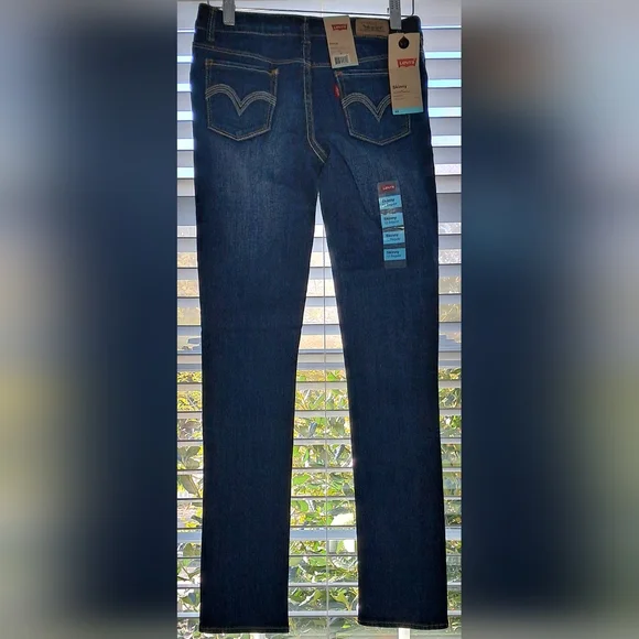 Levi's Skinny Adjustable Waist Stretch Denim Jeans Kids Girls Sz 12 NWT - Picture 2 of 10